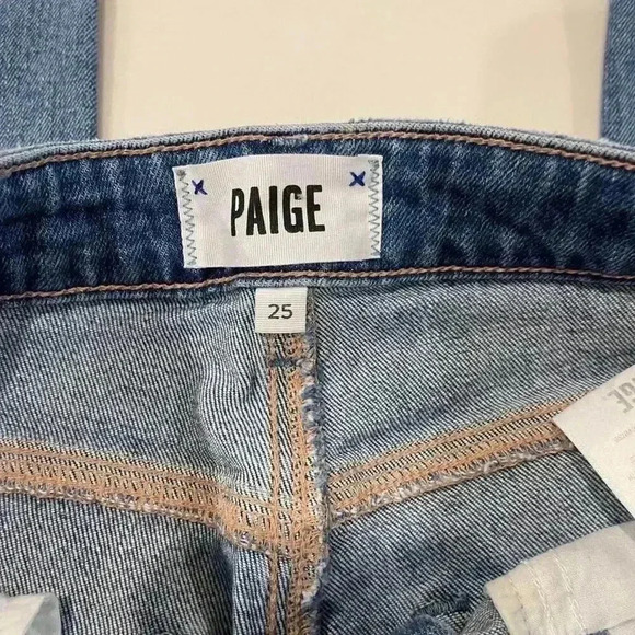 Paige Distressed Sarah Straight Ankle Exposed Button Fly Denim Jeans Women's 25 - Picture 4 of 8